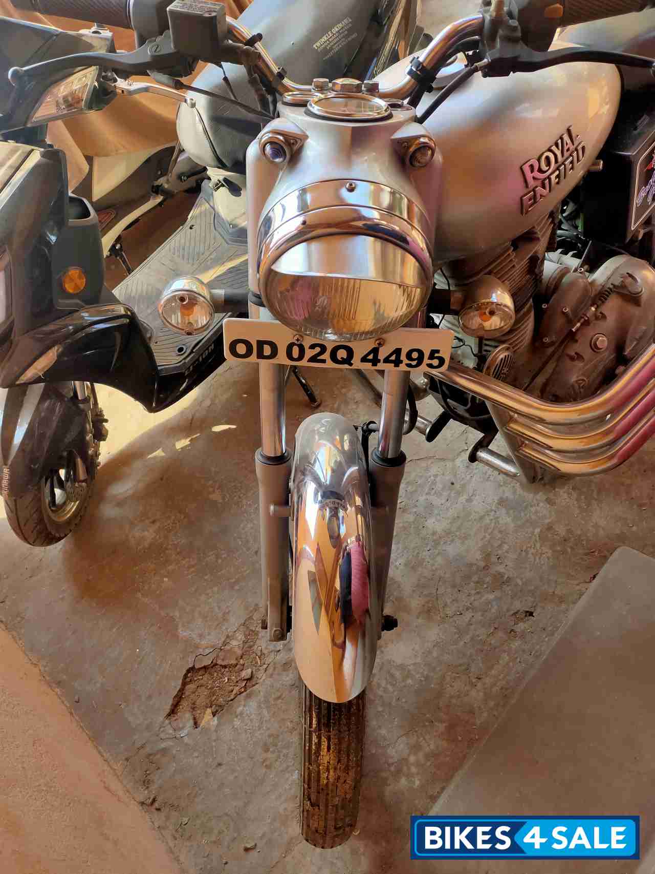 Silver Royal Enfield Bullet 350