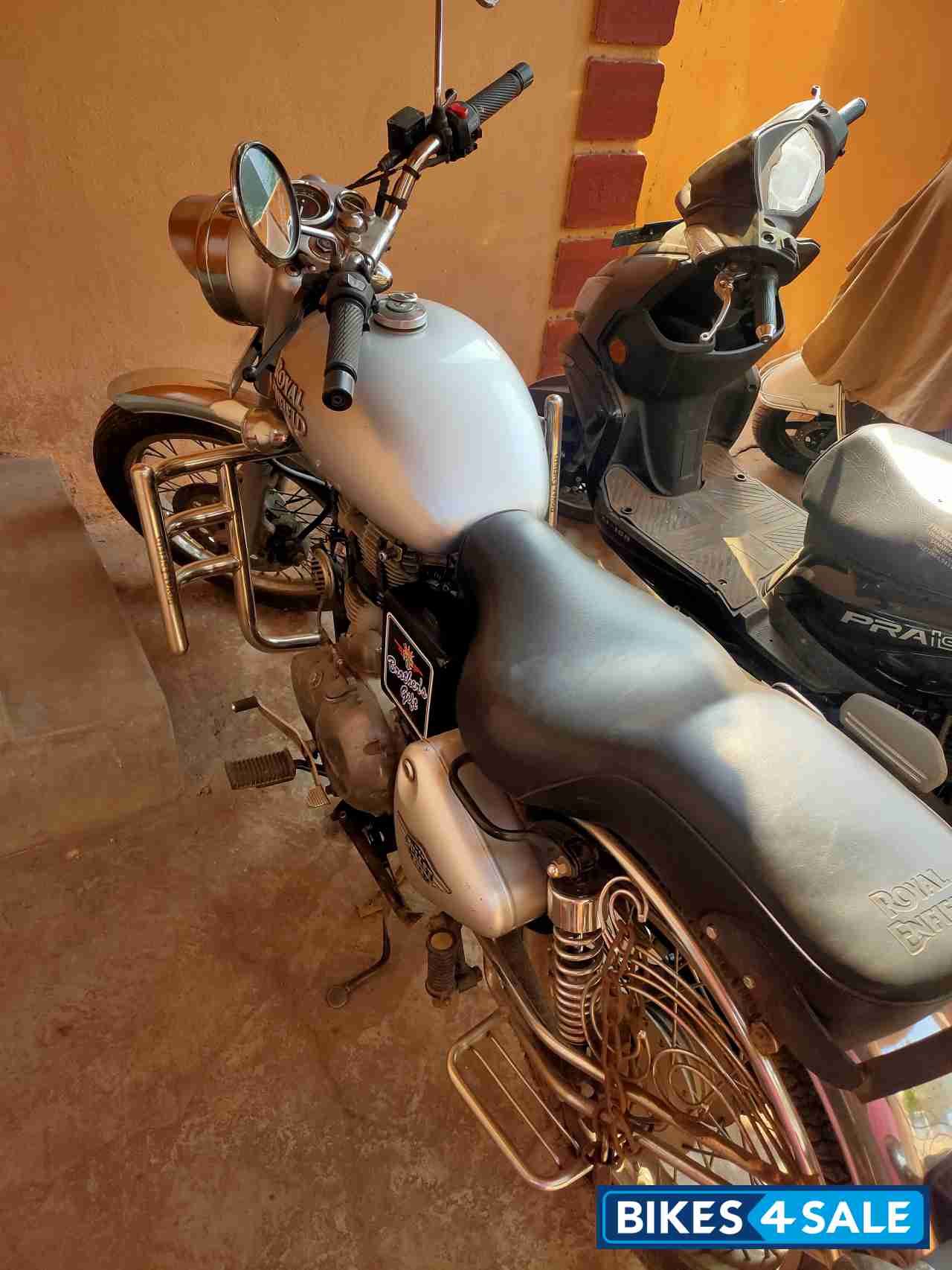Silver Royal Enfield Bullet 350