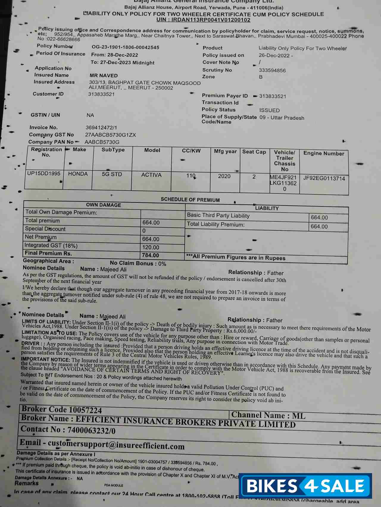 Black & Silver Honda Activa 5G