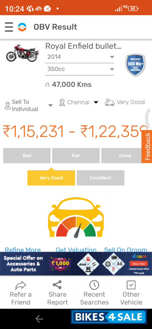 Silver Royal Enfield Bullet Electra