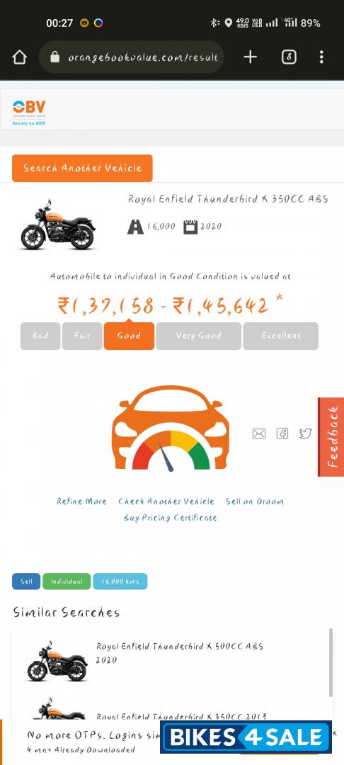 Red Royal Enfield Thunderbird X 350