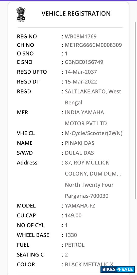 Metalic Black Yamaha FZ FI V3 BS6