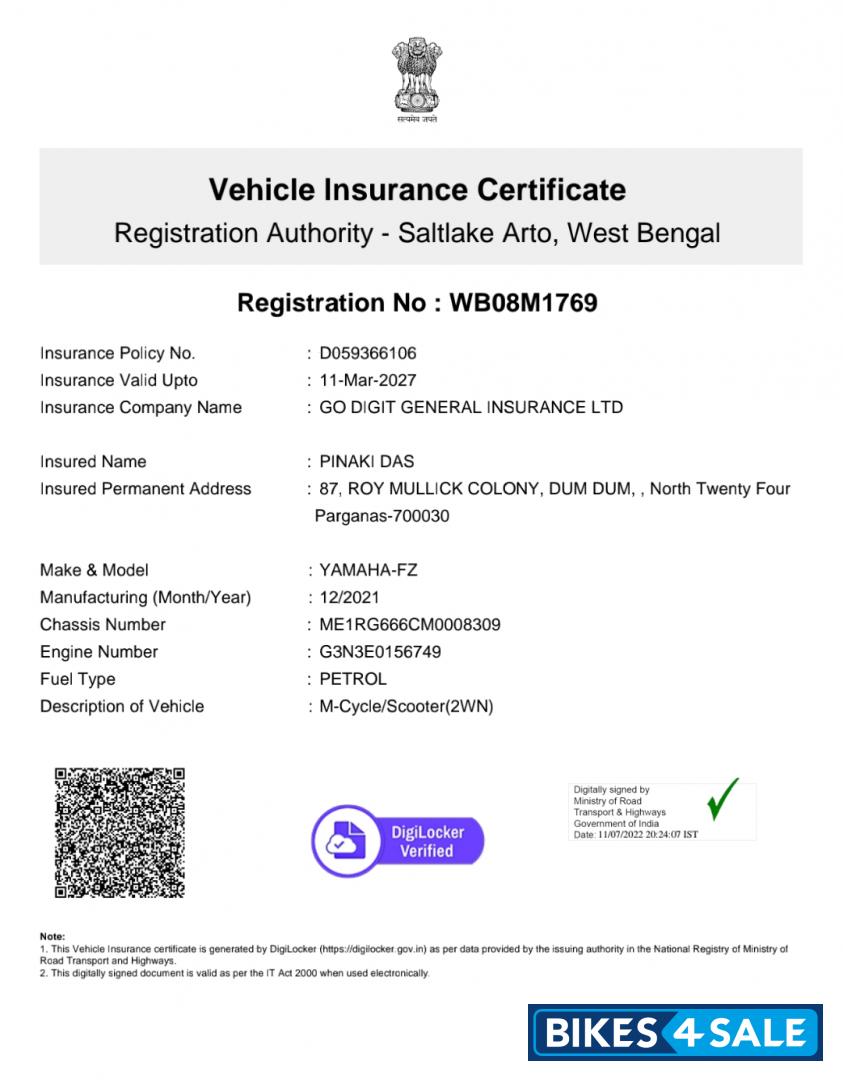 Metalic Black Yamaha FZ FI V3 BS6