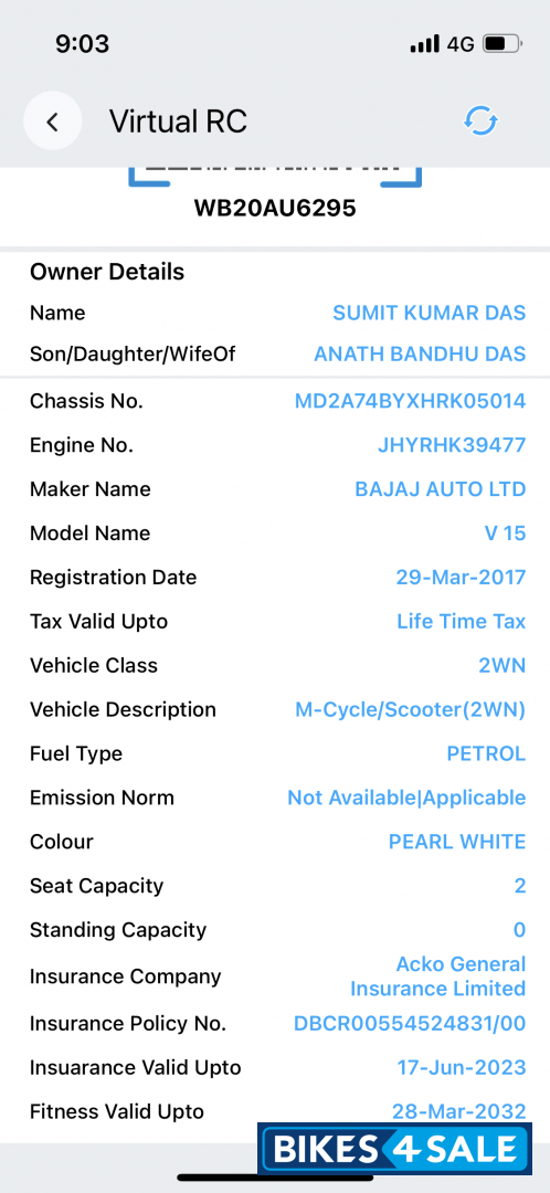 Pearl White Bajaj V15