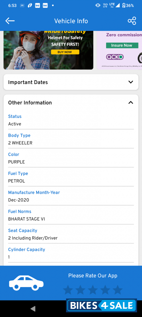 Purple TVS Sport BS6