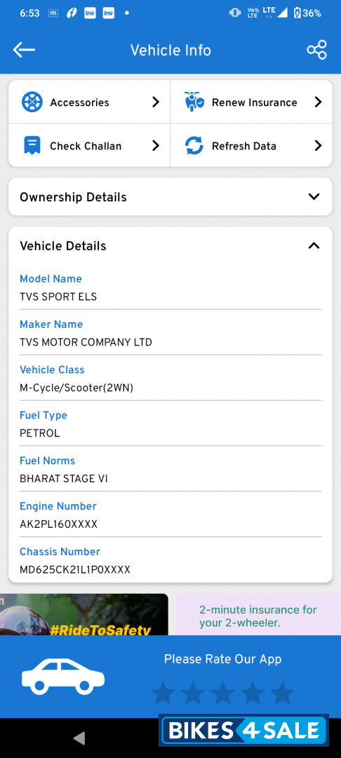 Purple TVS Sport BS6