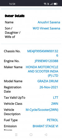 Dark Grey Honda Grazia 125 BS6