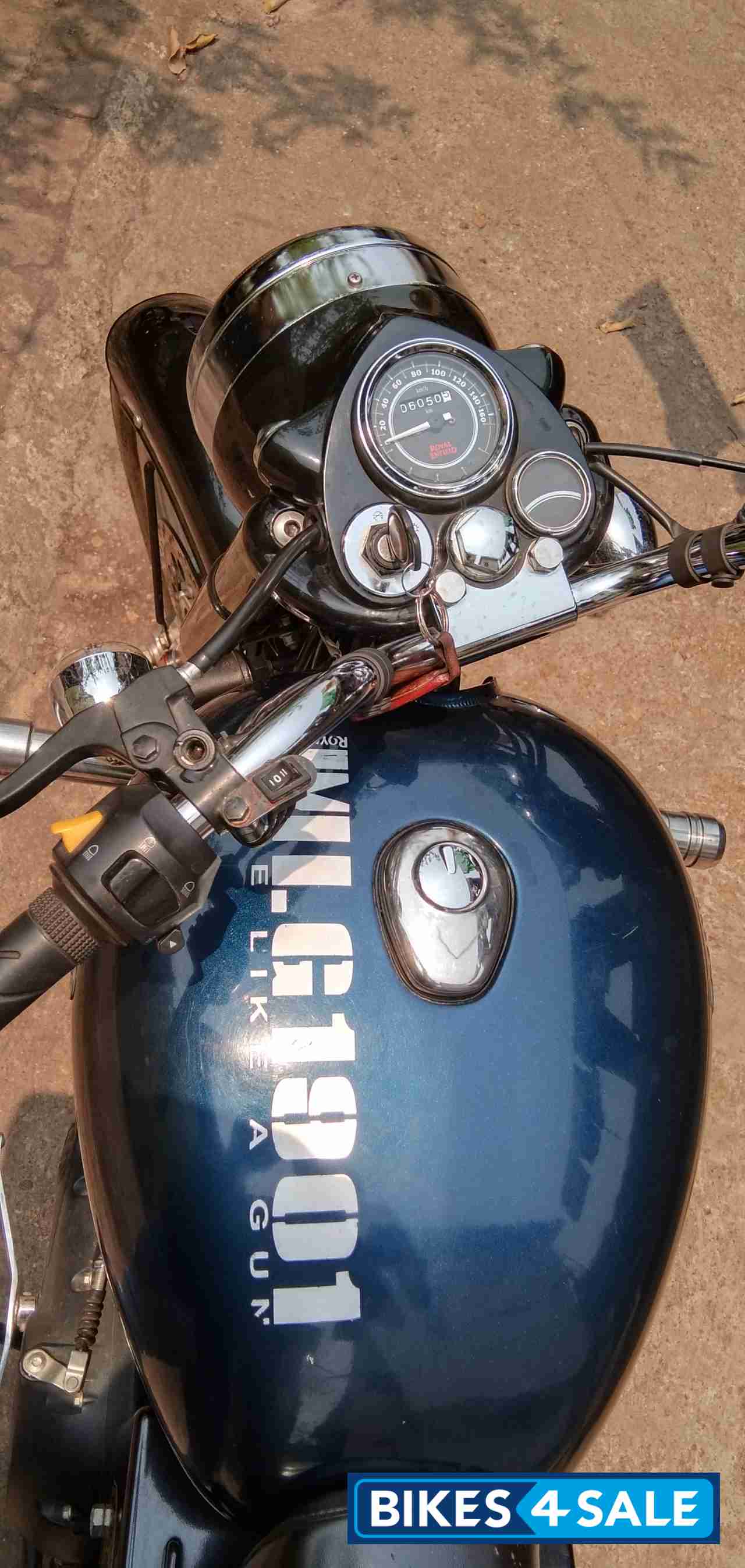 Blue And Black Royal Enfield Bullet 350