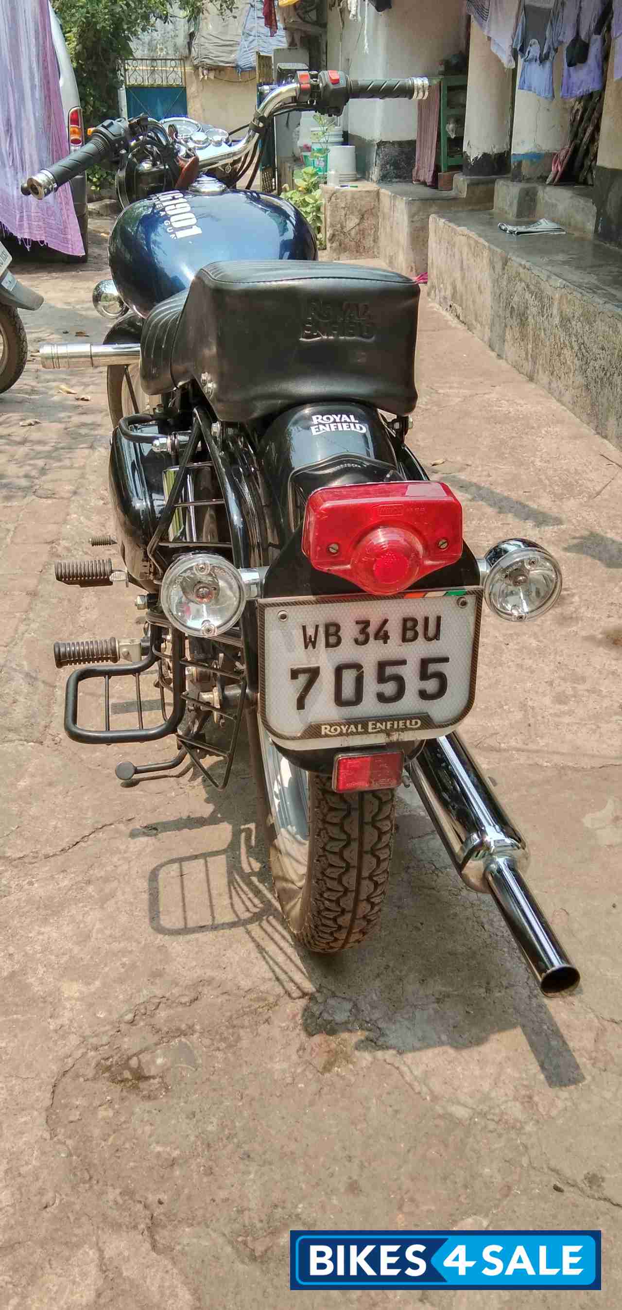 Blue And Black Royal Enfield Bullet 350