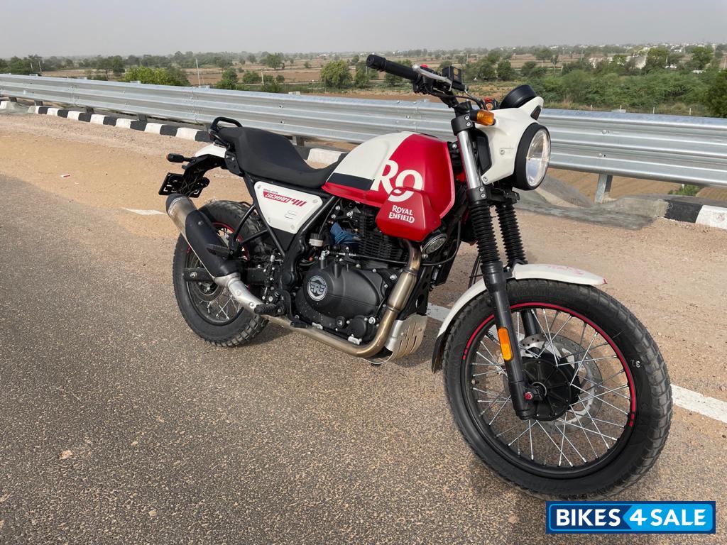 White & Red Royal Enfield Scram 411