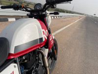 White & Red Royal Enfield Scram 411