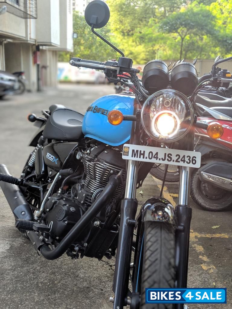 Blue And Black Royal Enfield Thunderbird X 500