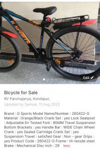 Bicycle  G Sports 260422-G 2021 Model