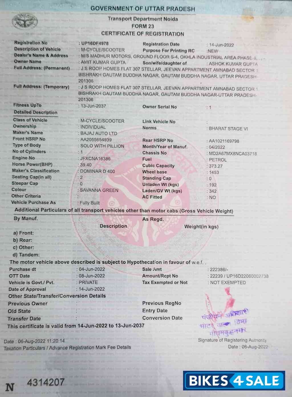 Bajaj Dominar 400 ABS BS6