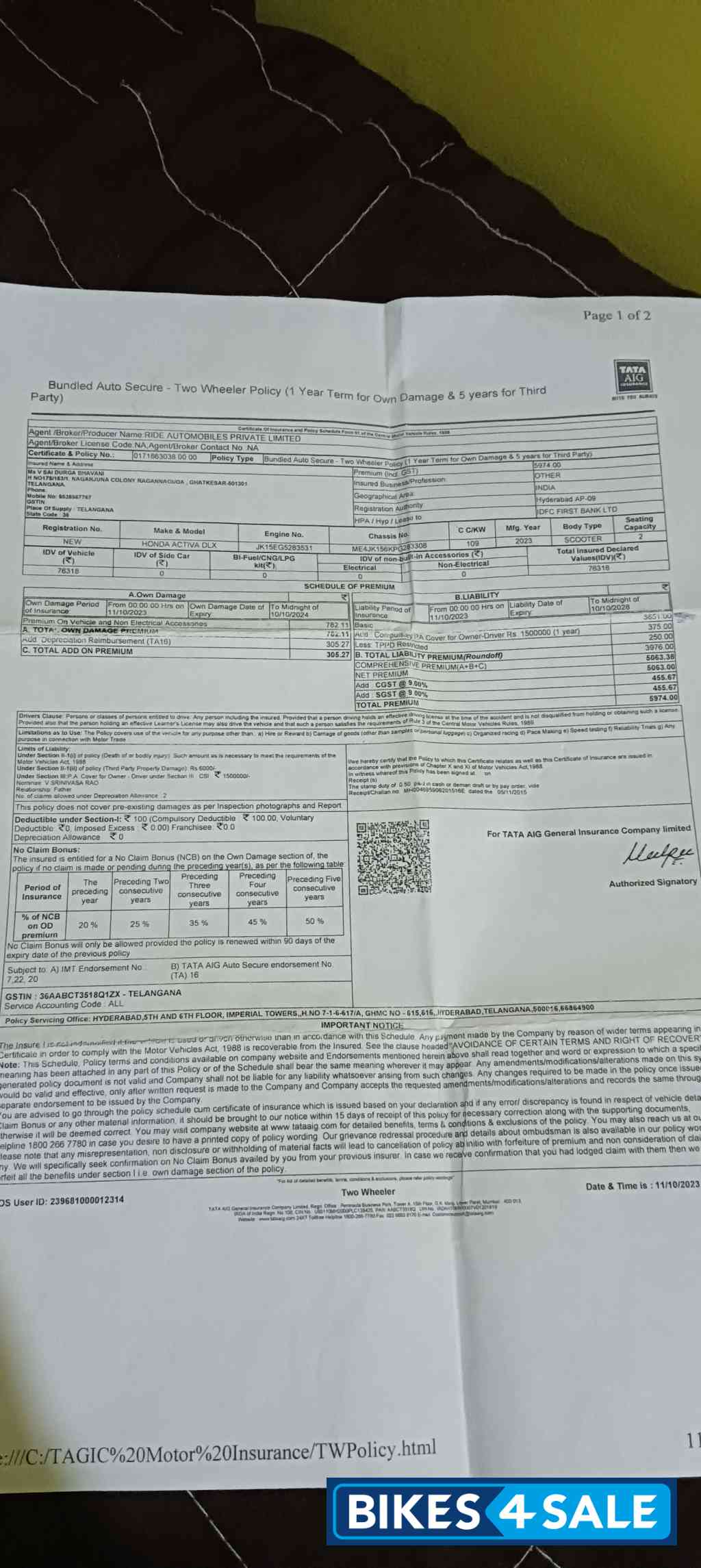 Navy Blue Honda Activa DLX Limited Edition