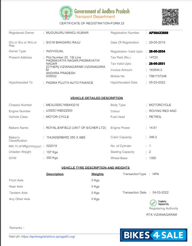 Royal Enfield Thunderbird X 350