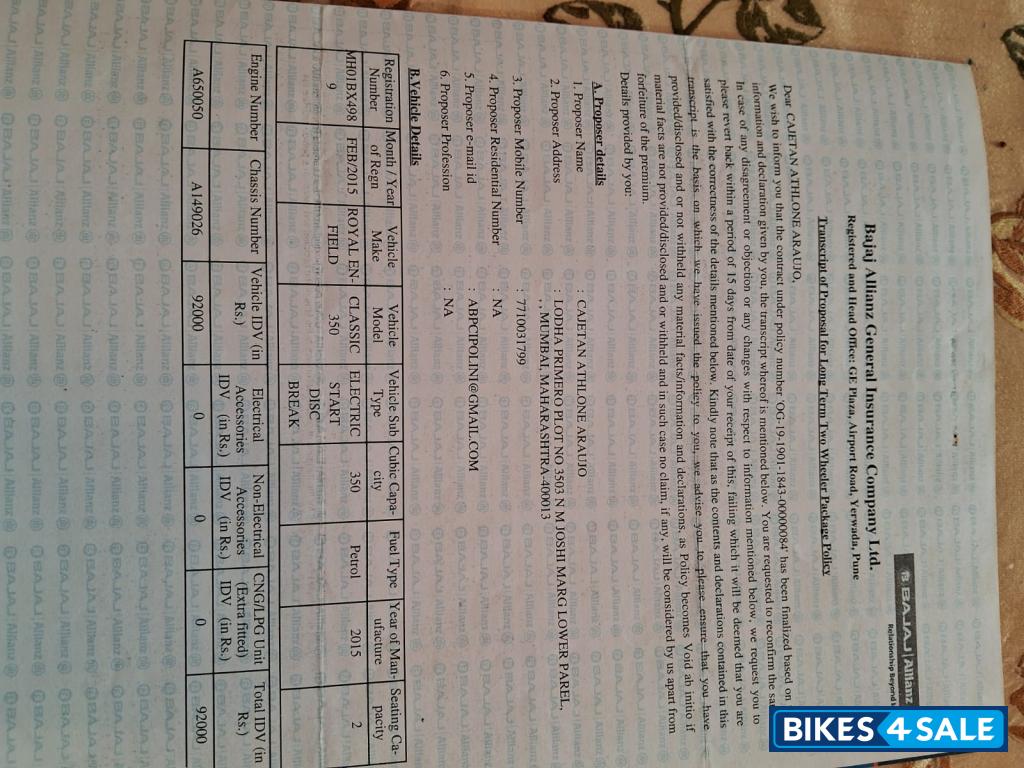 Black Royal Enfield Bullet Standard 350