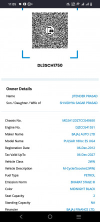 Bajaj Pulsar 180 2012 Model