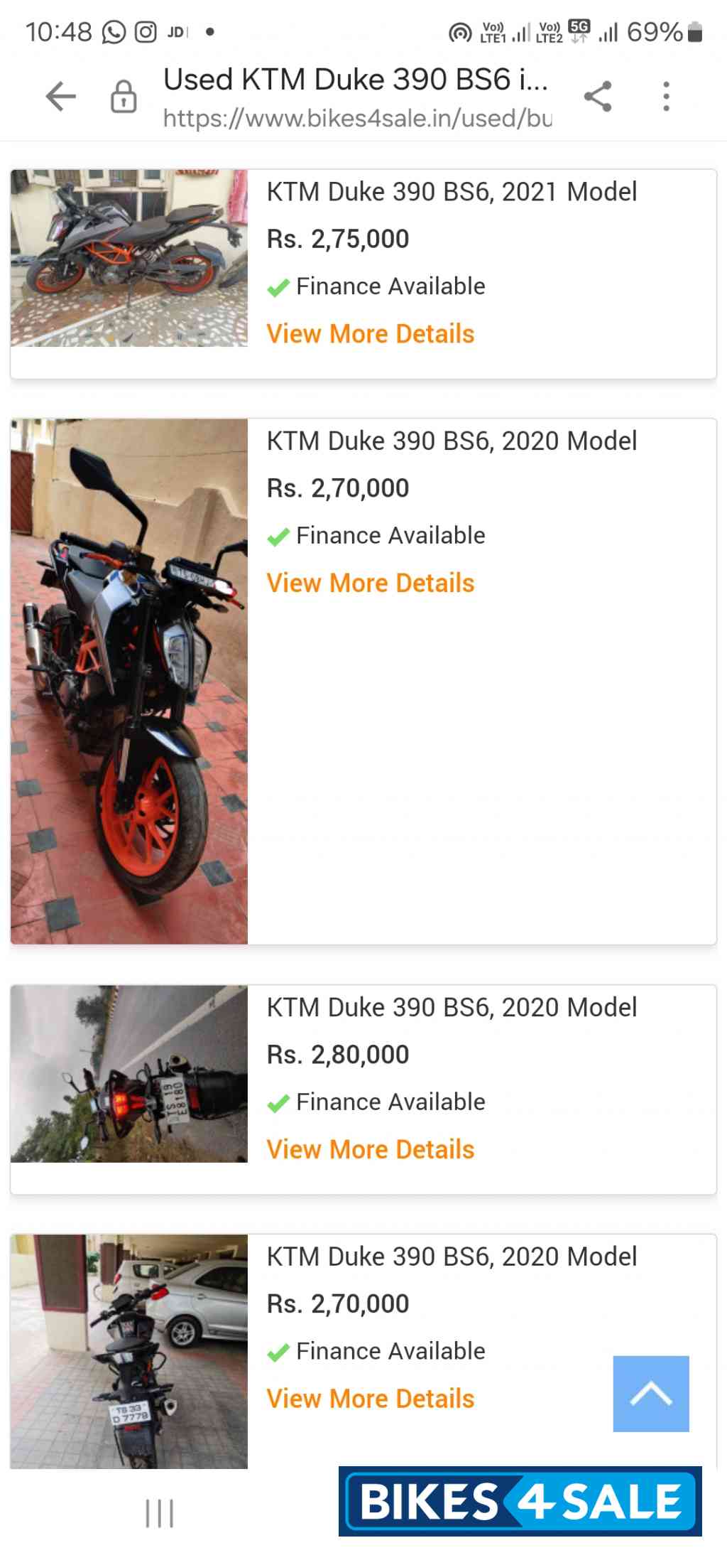 Silver Metallic Matt KTM Duke 390 BS6