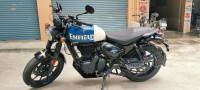 White And Blue Royal Enfield Hunter 350 Metro