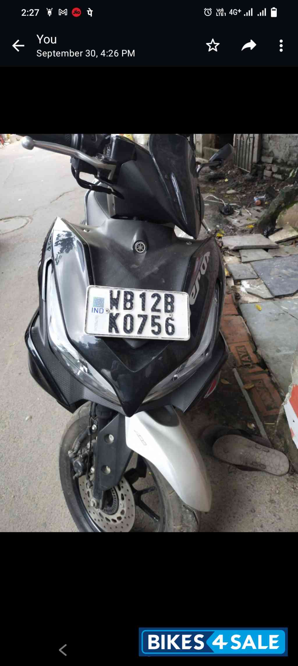 Black N Silver Yamaha Aerox 155