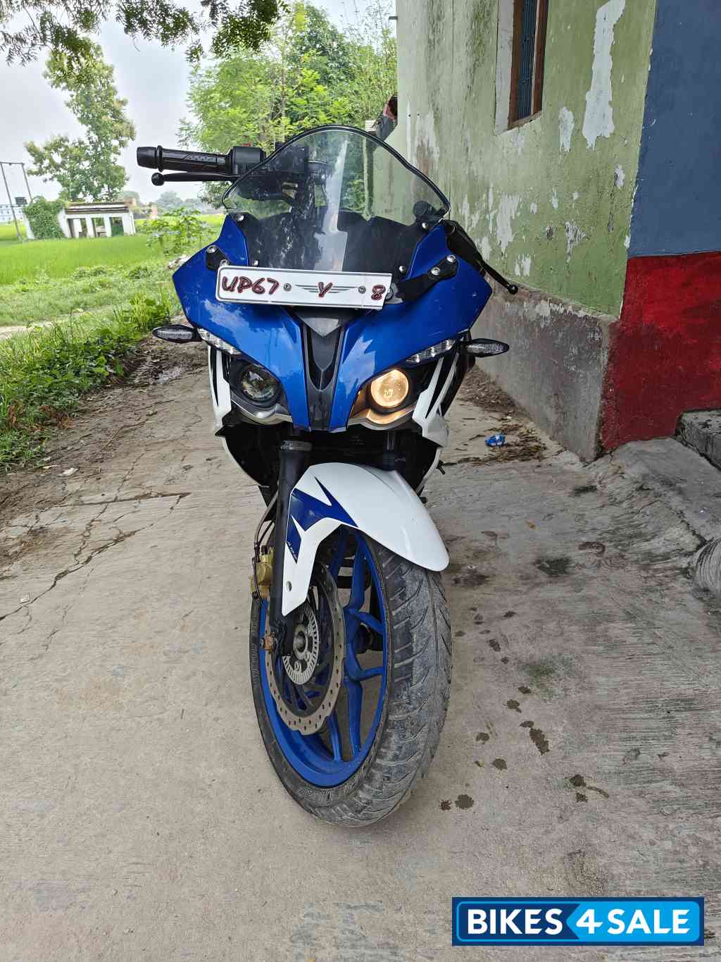 White Blue Bajaj Pulsar RS 200 ABS
