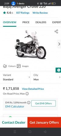 Black Bajaj Avenger Cruise 220