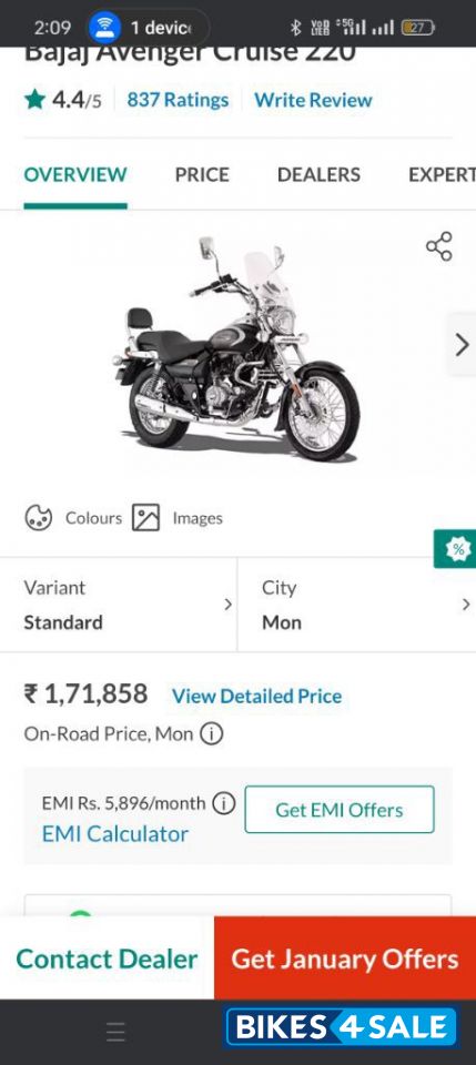 Black Bajaj Avenger Cruise 220