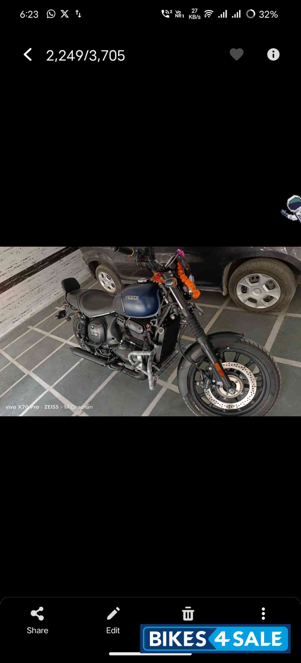 Blue Yezdi Roadster Dark