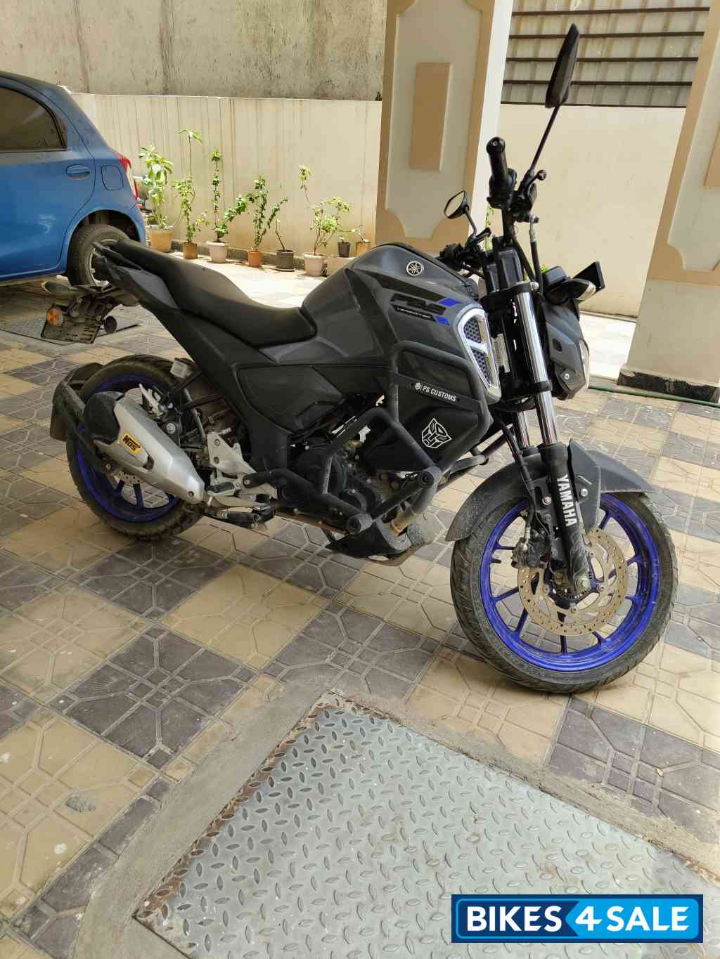 Grey With Blue Alloys Yamaha FZ-S FI V3