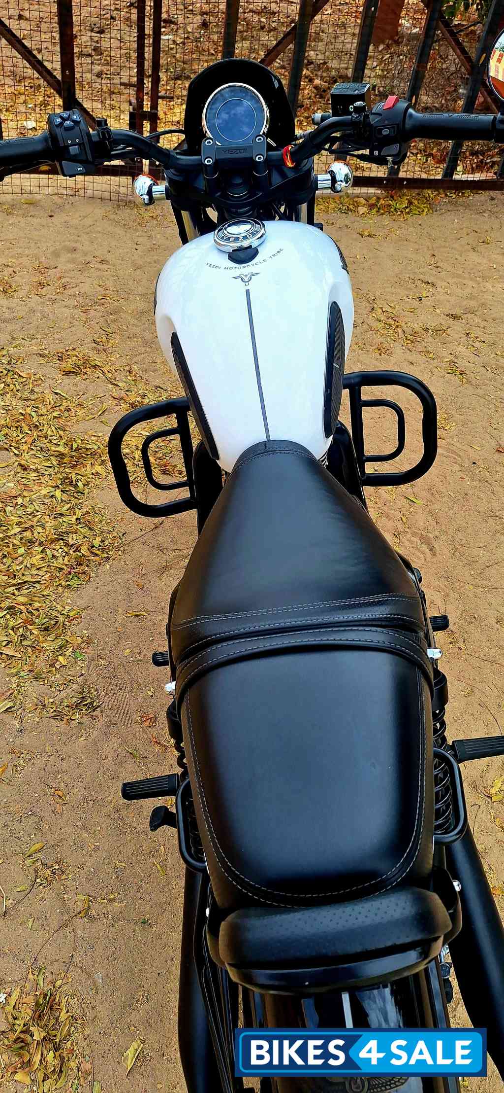 White & Black Yezdi Roadster Dark