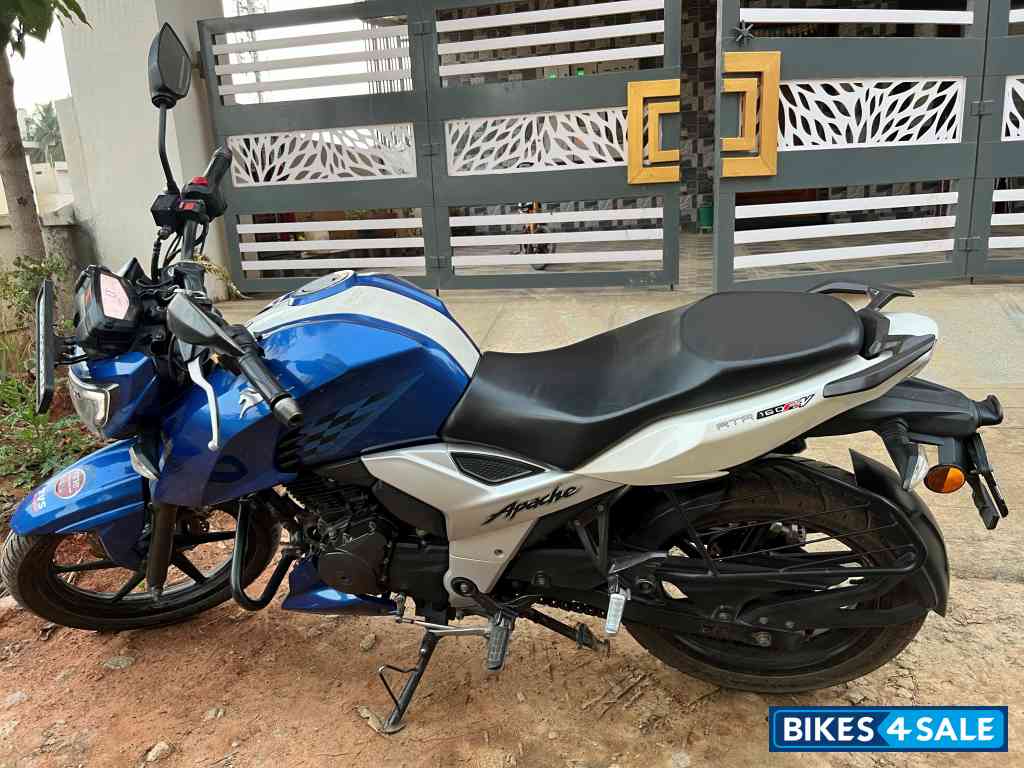 White And Blue TVS Apache RTR FI 160