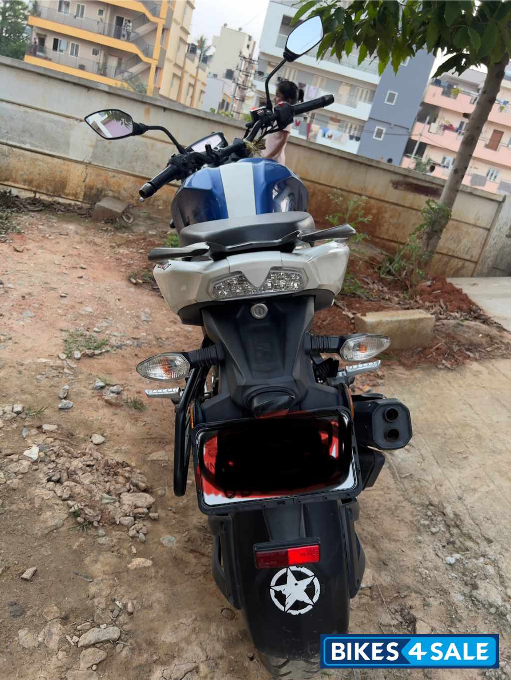White And Blue TVS Apache RTR FI 160
