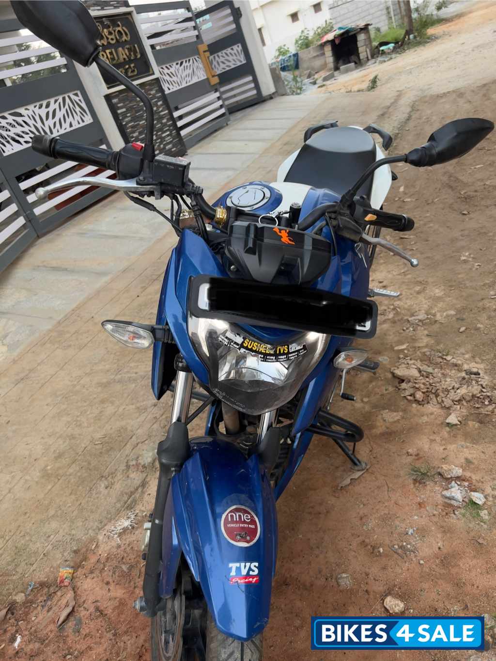 White And Blue TVS Apache RTR FI 160