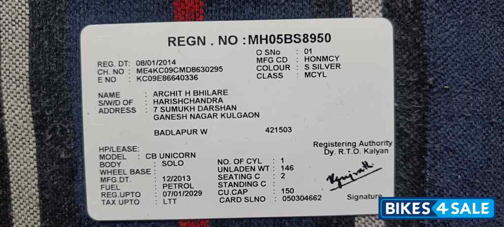 Silver Honda CB Unicorn