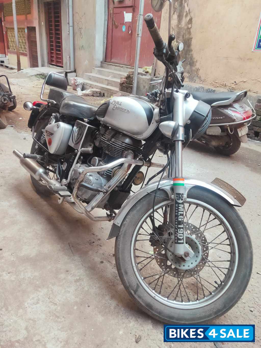 Silver Royal Enfield Bullet Electra