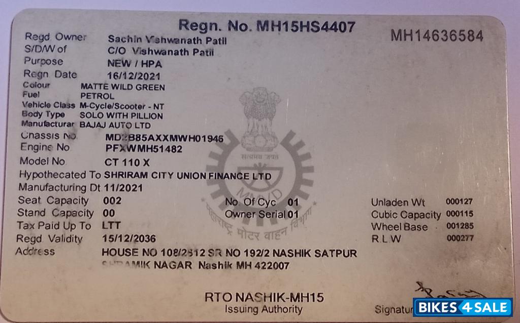 Army Green Bajaj CT110X