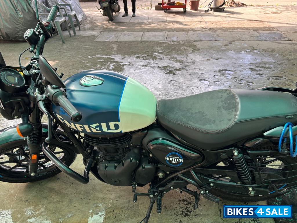 White And Blue Royal Enfield Hunter 350 Metro
