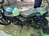 White And Blue Royal Enfield Hunter 350 Metro