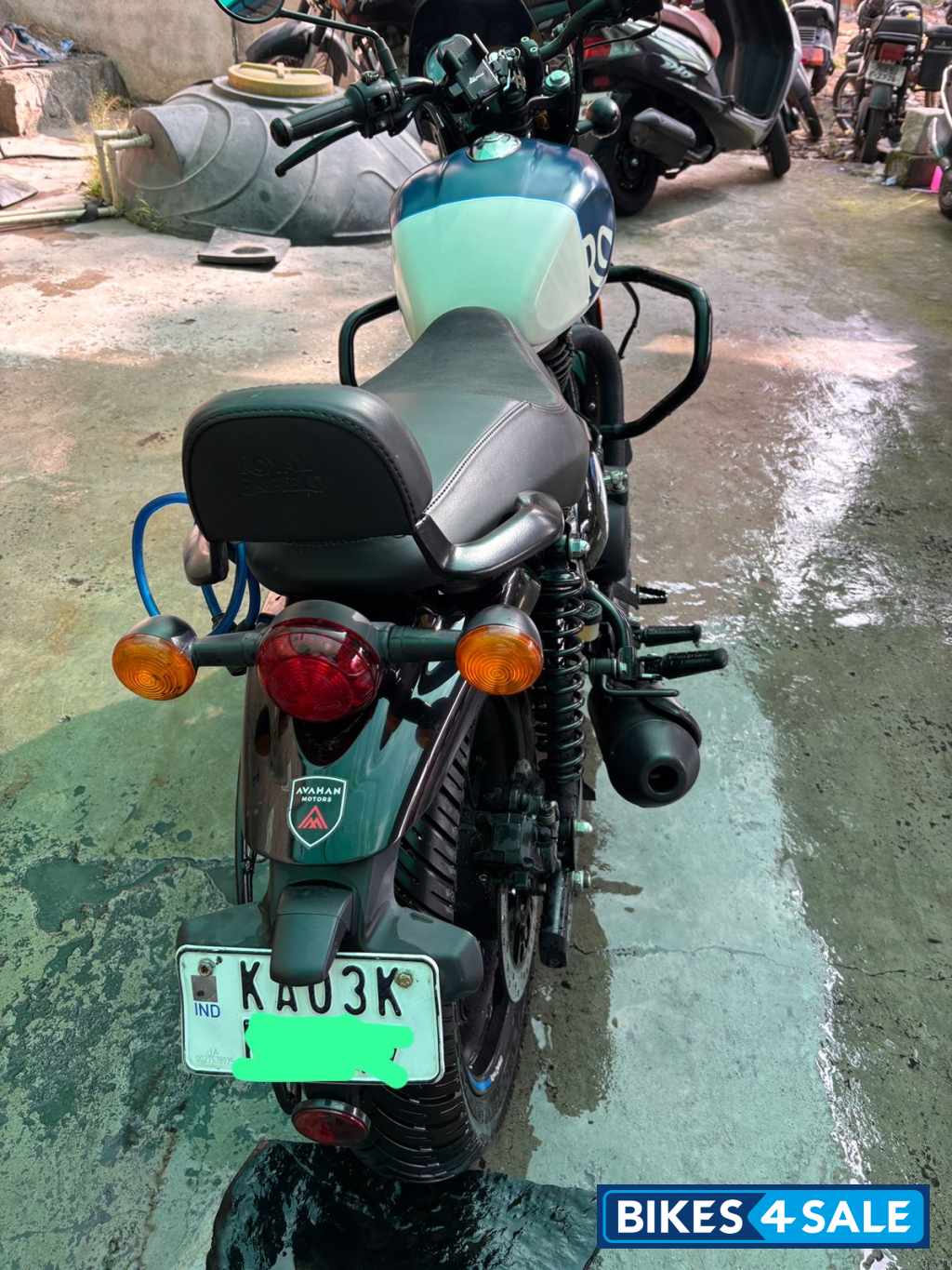 White And Blue Royal Enfield Hunter 350 Metro