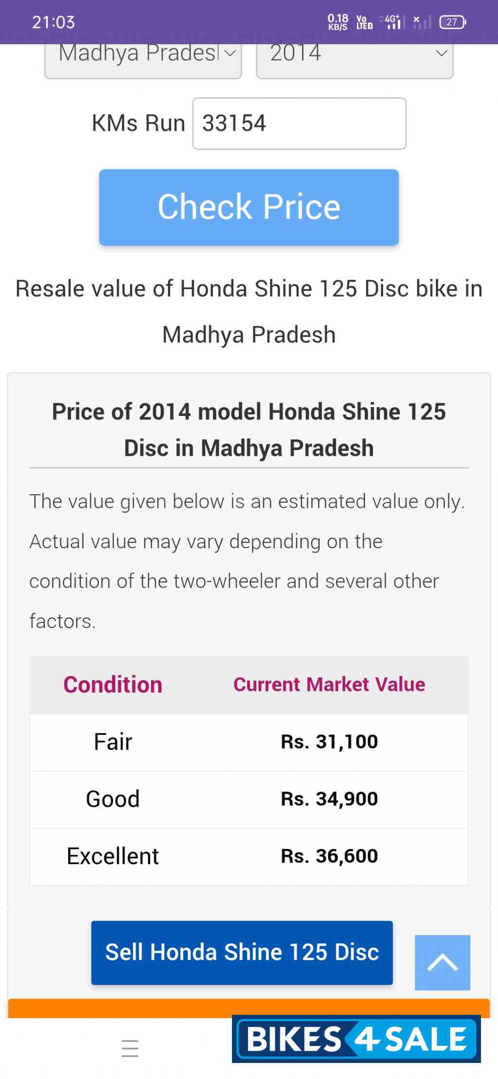 Black Honda Shine 125 Disc