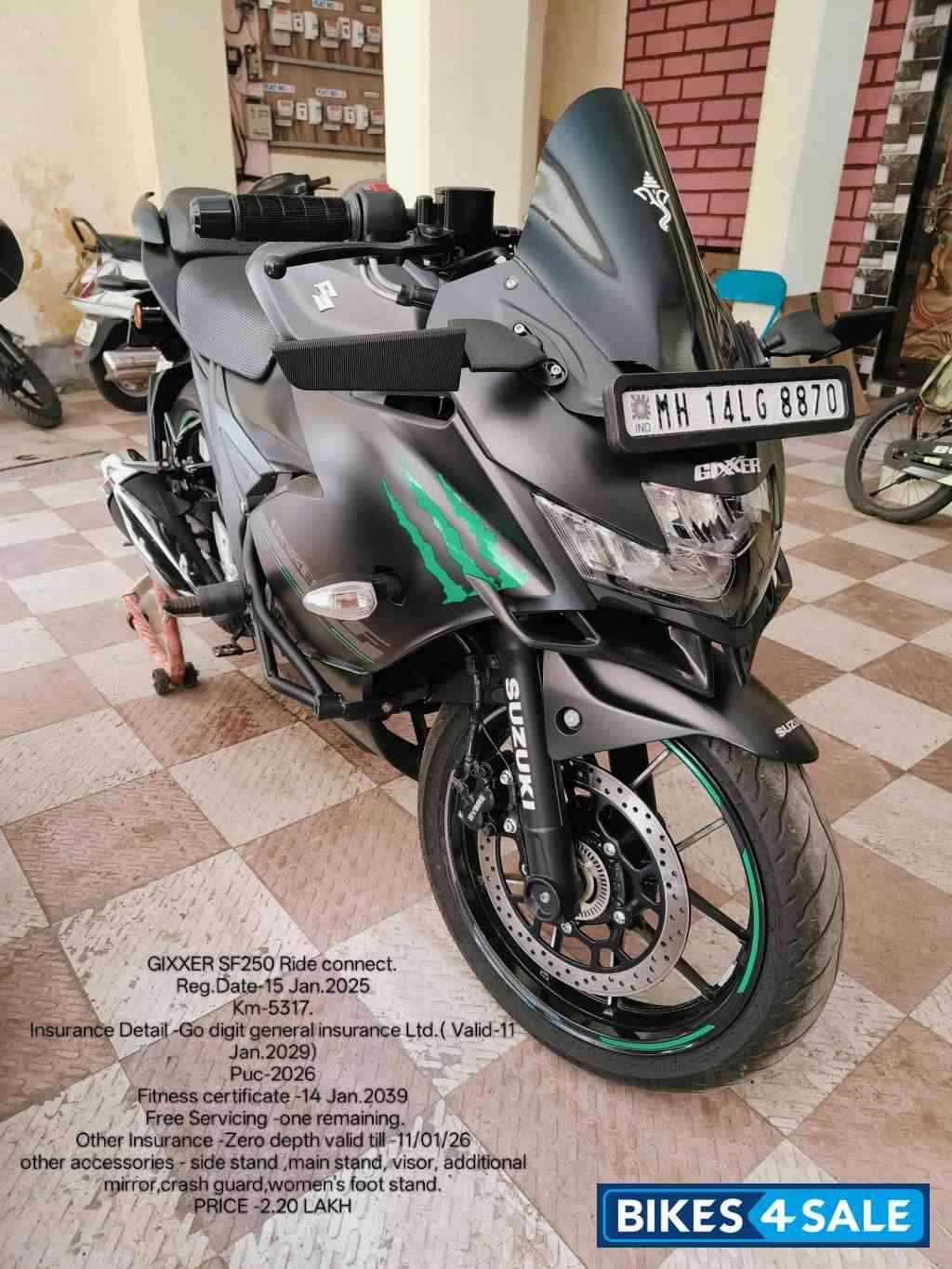 Mat Black Suzuki Gixxer SF 250 BS6