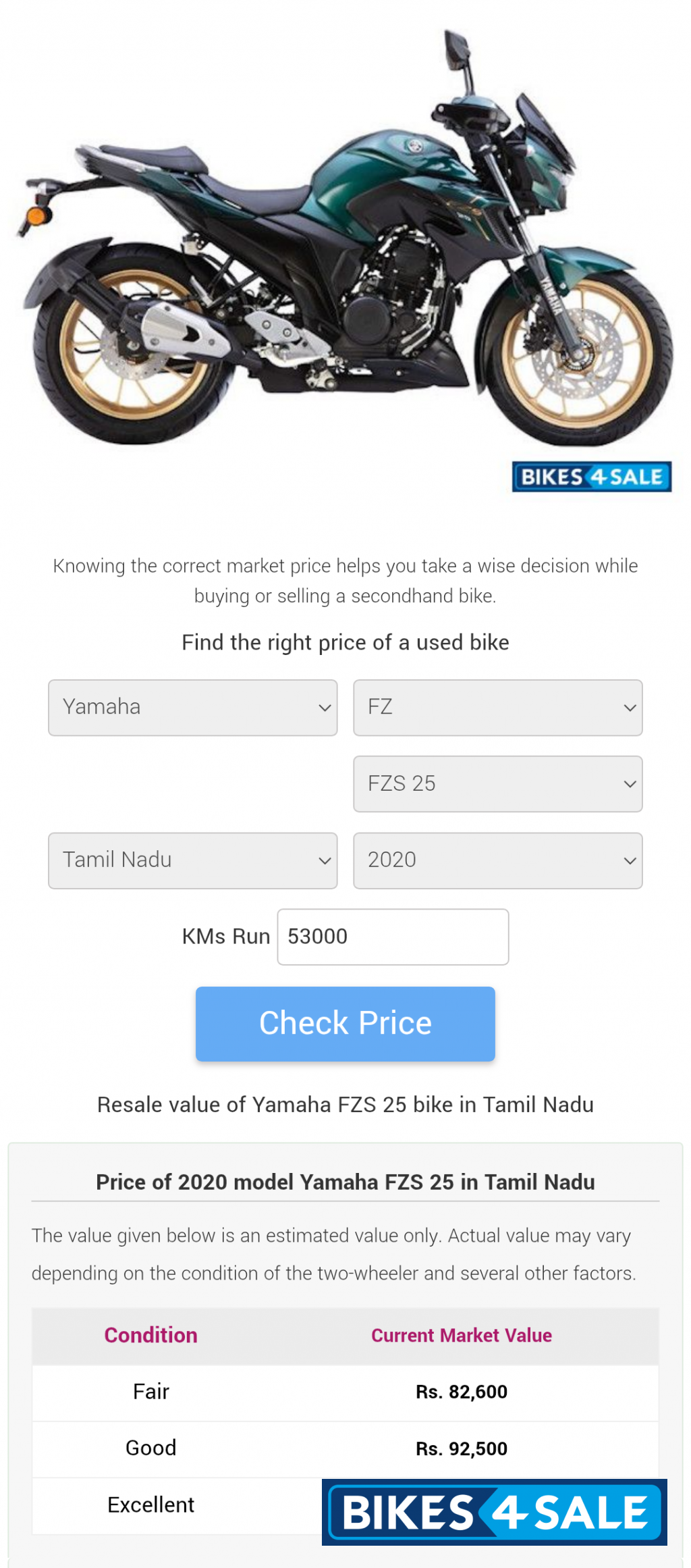 Bluish White Colour Yamaha FZ25