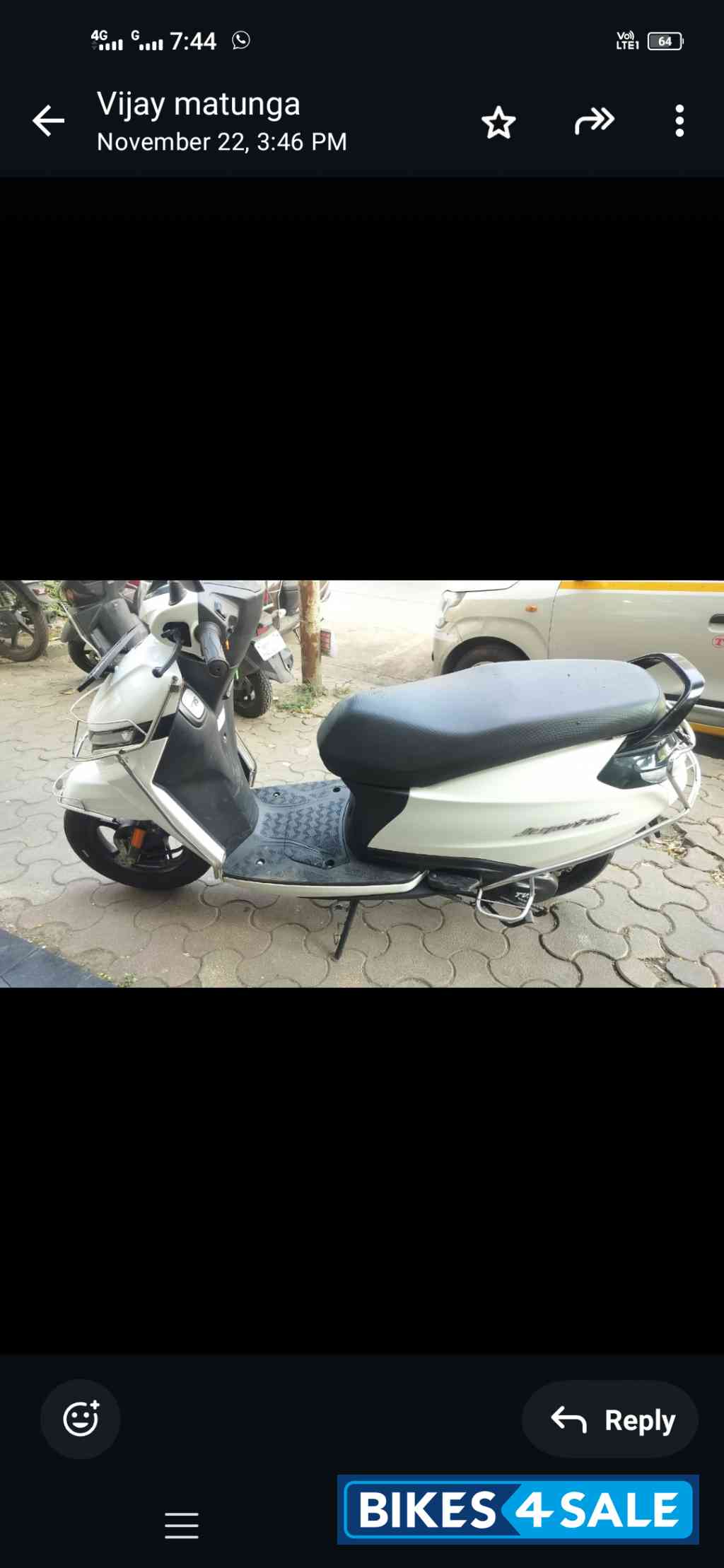 White TVS Jupiter BS6