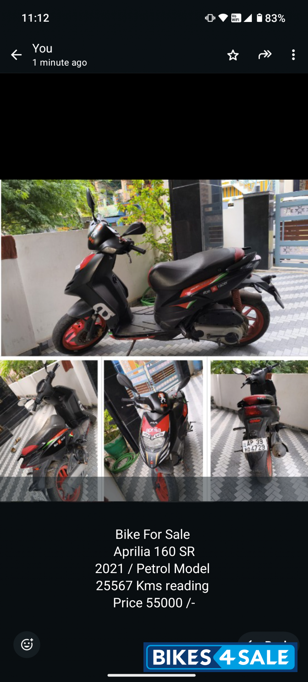 Black & Red Aprilia SR 160