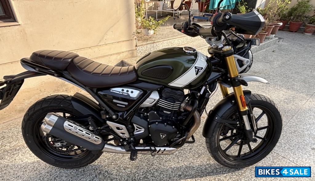 Khaki Triumph Scrambler 400 X