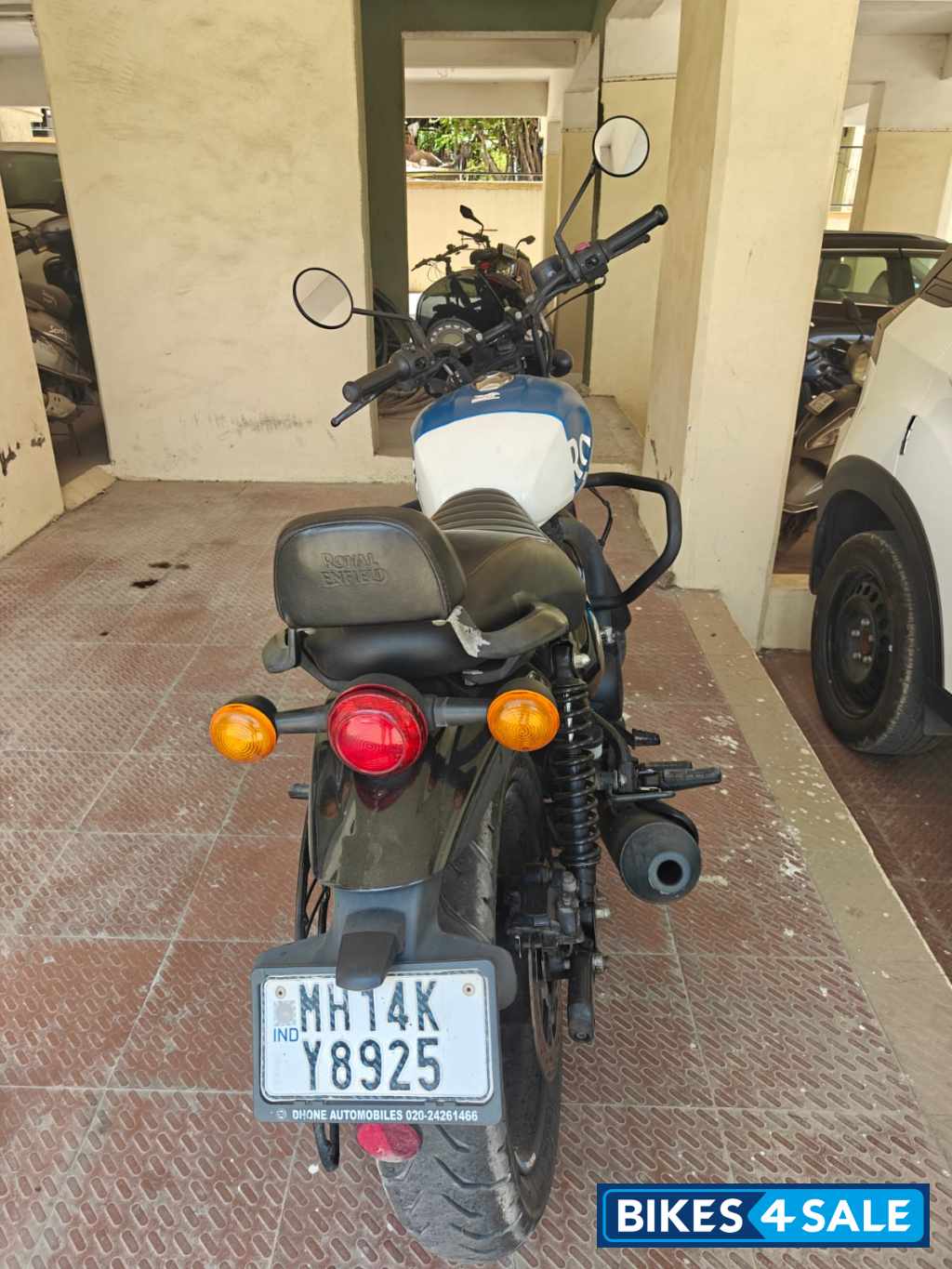 White Blue Royal Enfield Hunter 350 Metro