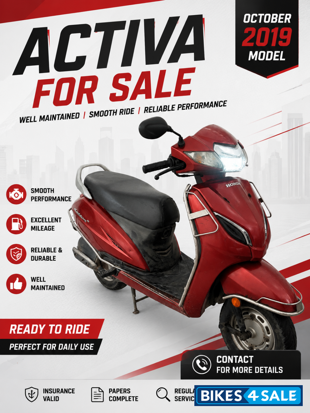 Red Honda Activa 5G