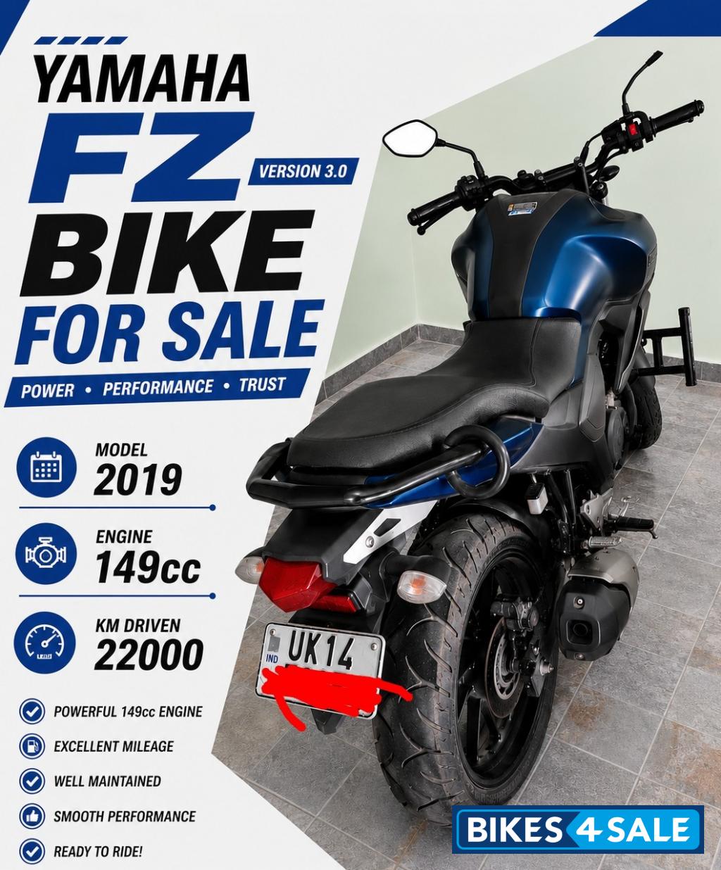 Blue Yamaha FZ-S FI V3 Blue Yamaha FZ-S FI V3