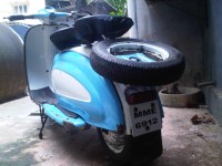 Blue And White Vintage Scooter Lambretta